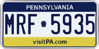 PA license plate MRF5935