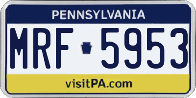 PA license plate MRF5953