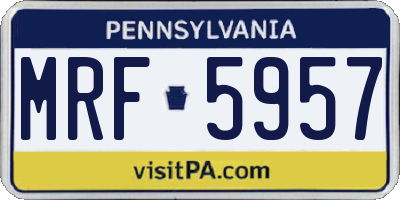 PA license plate MRF5957