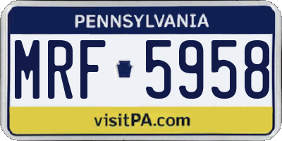 PA license plate MRF5958