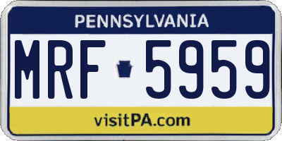 PA license plate MRF5959