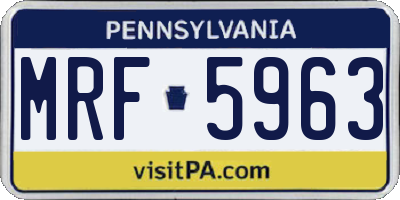 PA license plate MRF5963