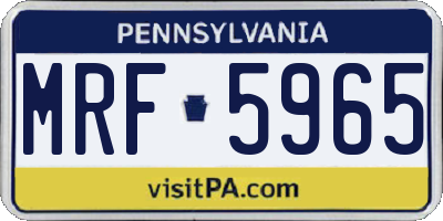 PA license plate MRF5965