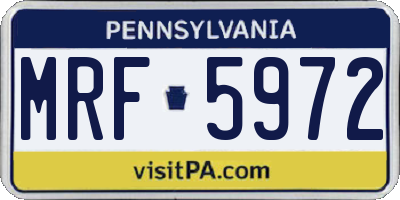 PA license plate MRF5972