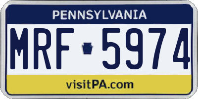 PA license plate MRF5974