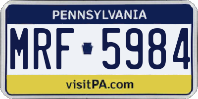 PA license plate MRF5984