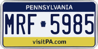 PA license plate MRF5985