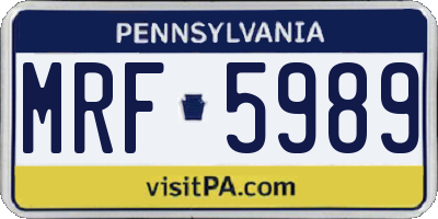 PA license plate MRF5989