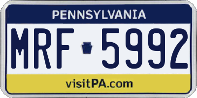 PA license plate MRF5992