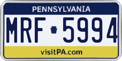 PA license plate MRF5994