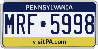 PA license plate MRF5998
