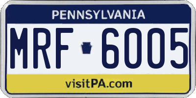 PA license plate MRF6005