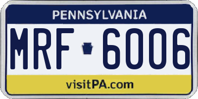 PA license plate MRF6006