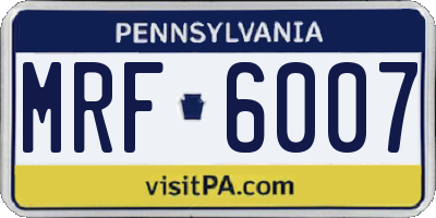 PA license plate MRF6007