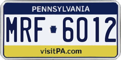 PA license plate MRF6012