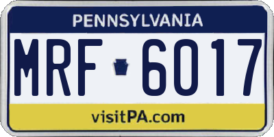 PA license plate MRF6017