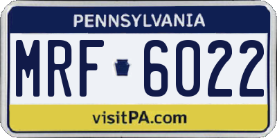 PA license plate MRF6022