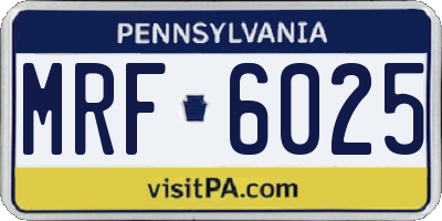 PA license plate MRF6025