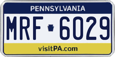 PA license plate MRF6029