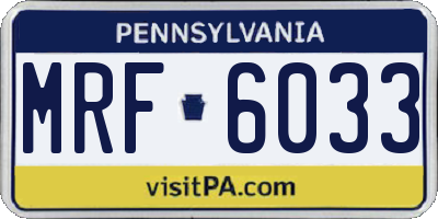 PA license plate MRF6033