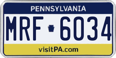 PA license plate MRF6034