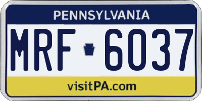 PA license plate MRF6037