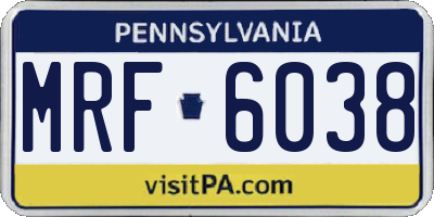 PA license plate MRF6038