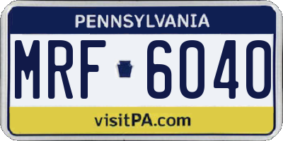 PA license plate MRF6040