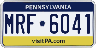 PA license plate MRF6041
