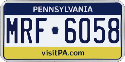PA license plate MRF6058