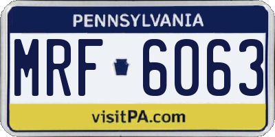 PA license plate MRF6063