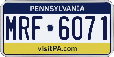 PA license plate MRF6071