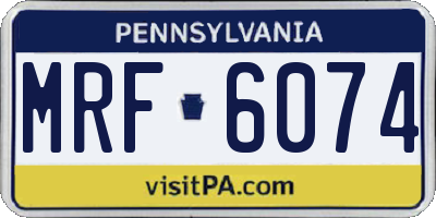 PA license plate MRF6074