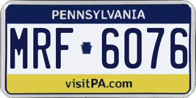 PA license plate MRF6076