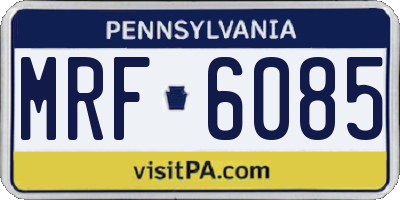 PA license plate MRF6085