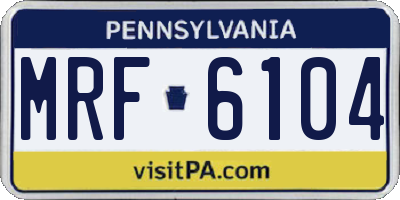PA license plate MRF6104