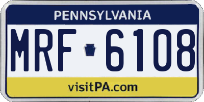PA license plate MRF6108