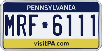 PA license plate MRF6111