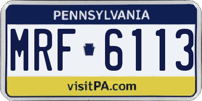 PA license plate MRF6113