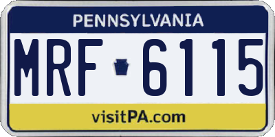 PA license plate MRF6115