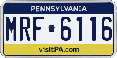 PA license plate MRF6116