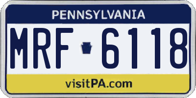 PA license plate MRF6118