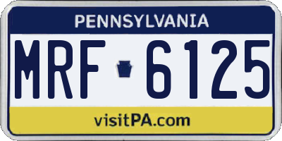 PA license plate MRF6125