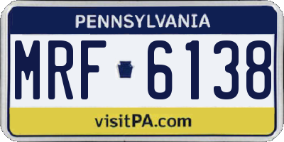 PA license plate MRF6138