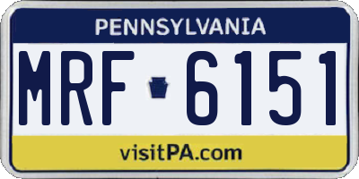 PA license plate MRF6151