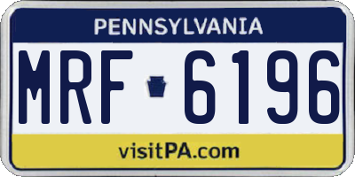PA license plate MRF6196