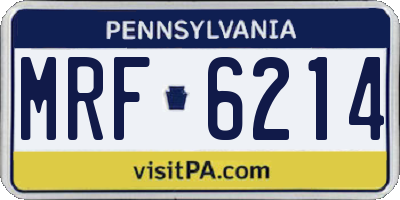 PA license plate MRF6214