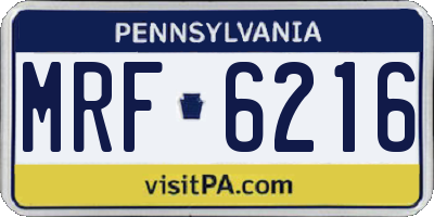 PA license plate MRF6216
