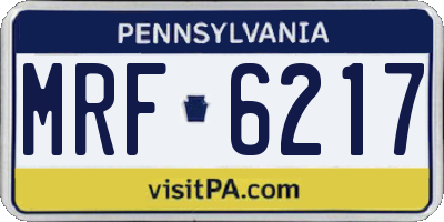 PA license plate MRF6217