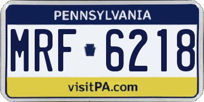 PA license plate MRF6218